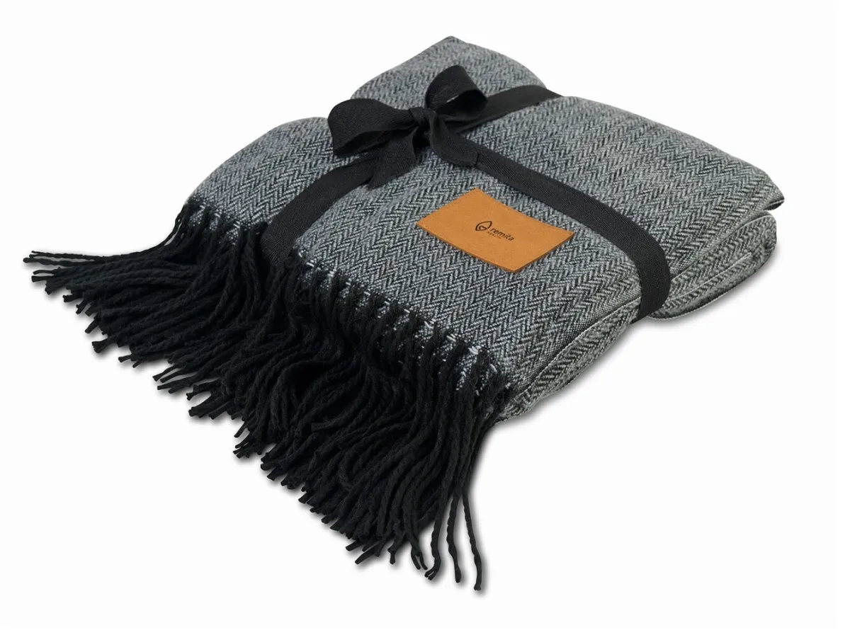 Jeté à franges motifs chevrons - GM703